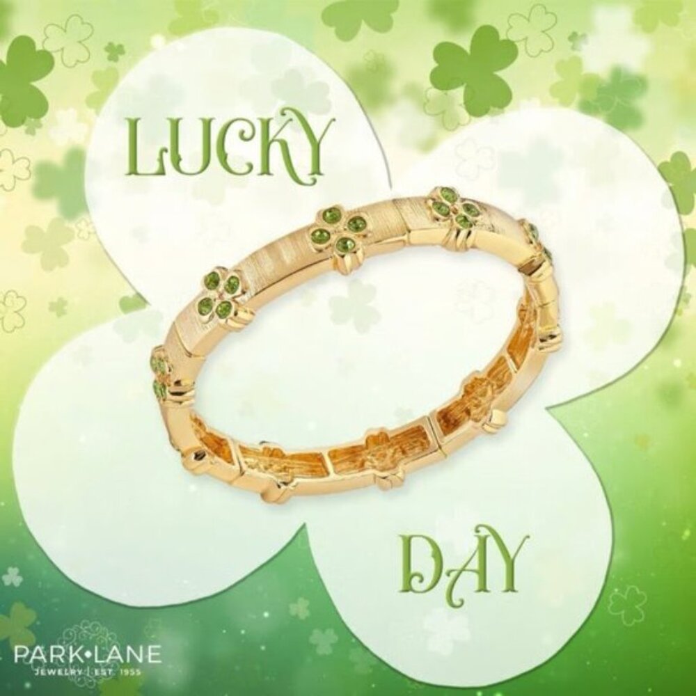 Park Lane LUCKY DAY Bracelet Stretch Shamrock St Patrick’s Day Clover Bangle NWT - Picture 7 of 7